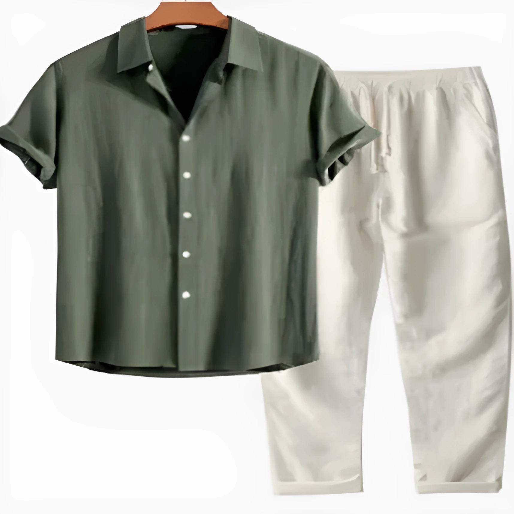 Men's slim fit floral print polyester shirt in green colour with extended sizing options