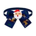 Red and green polyester Christmas pet bow tie in British style on a white background
