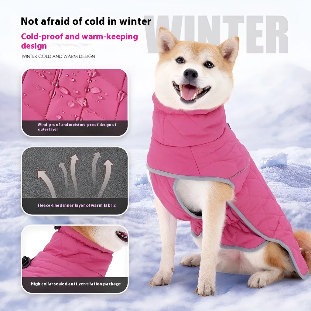 Lightweight cotton-padded dog coat for medium large dogs cold-proof winter jacket Rose Red Dark Blue sizes S to XXL