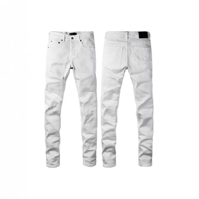 Men's black slim fit skinny jeans with straight leg design and button fly