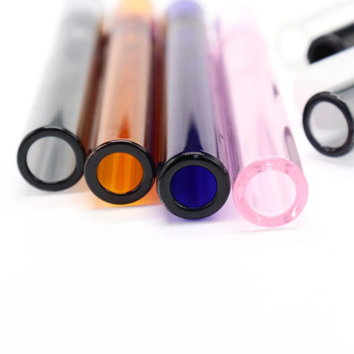Transparent pink glass telescopic smoking pipe with straight suction nozzle