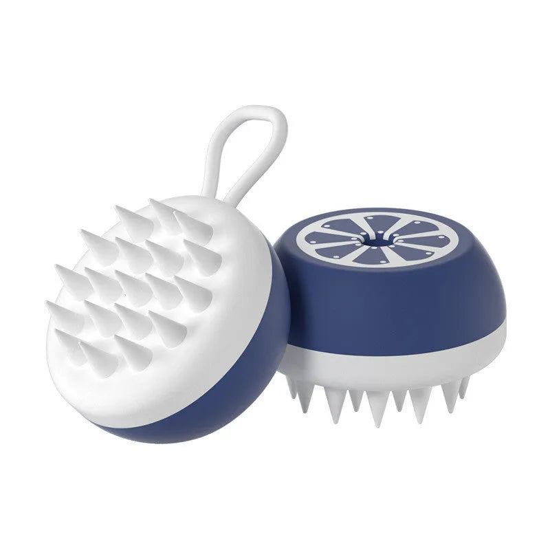 Yellow silicone pet bath brush with massage head design for dog and cat grooming