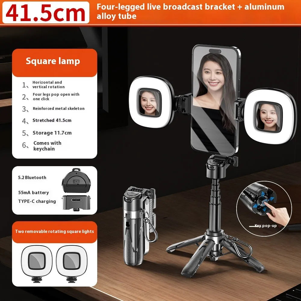P15 Handheld Stabilizer selfie stick in black or white with Bluetooth remote, phone bracket, and optional H1 or H2 light