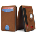 Men's microfiber card holder wallet in black, dark brown, or light brown.