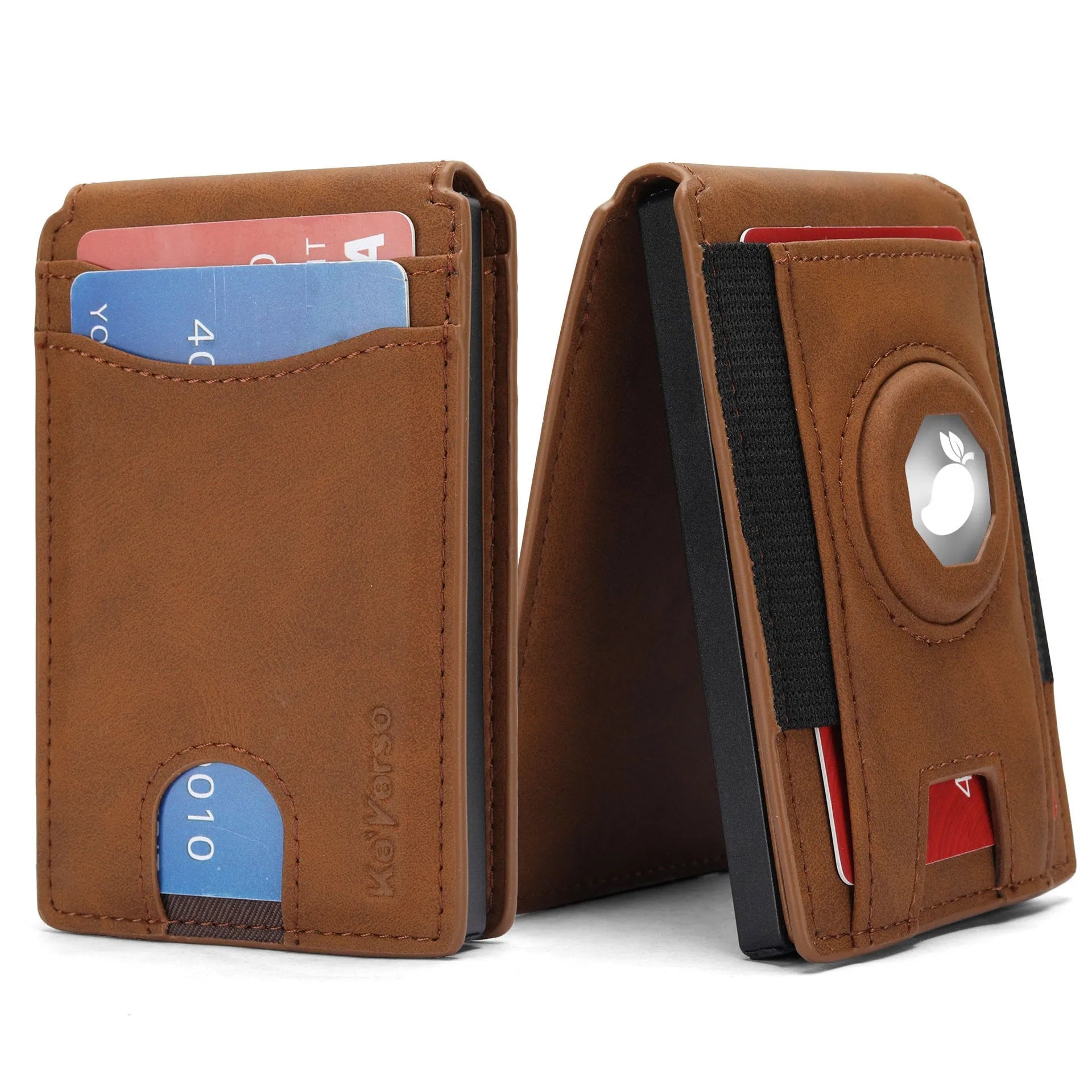 Men's microfiber card holder wallet in black, dark brown, or light brown.