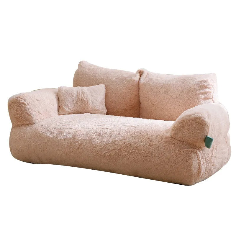 Flannel warm large cat sofa in beige with universal kennel design for pets