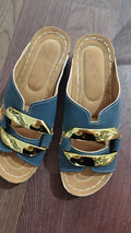 Women's Roman style platform sandals in white, black, khaki, and sea blue on a solid background.