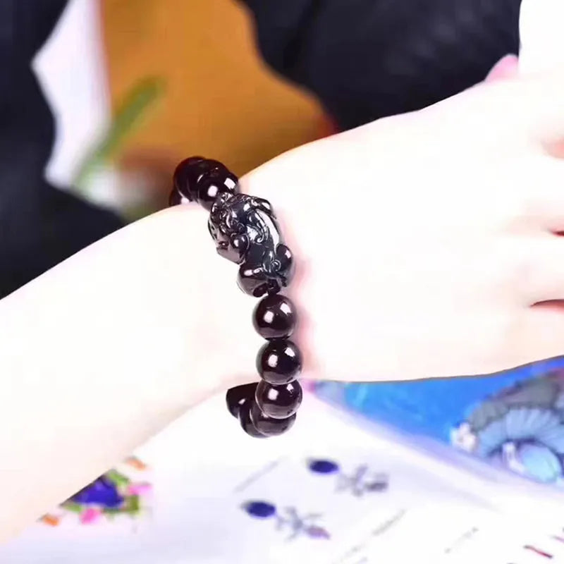 Natural ice colour eye obsidian crystal bracelet with adjustable string closure