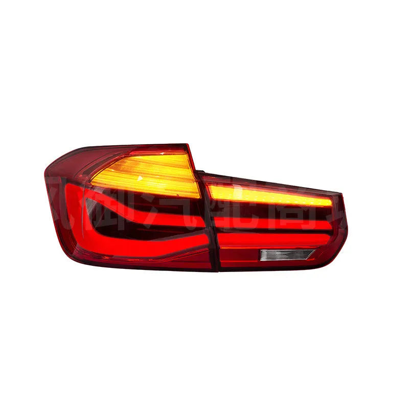 Modified streamer design LED tail light assembly for BMW 3 Series, shown in red and black smoke finishes.