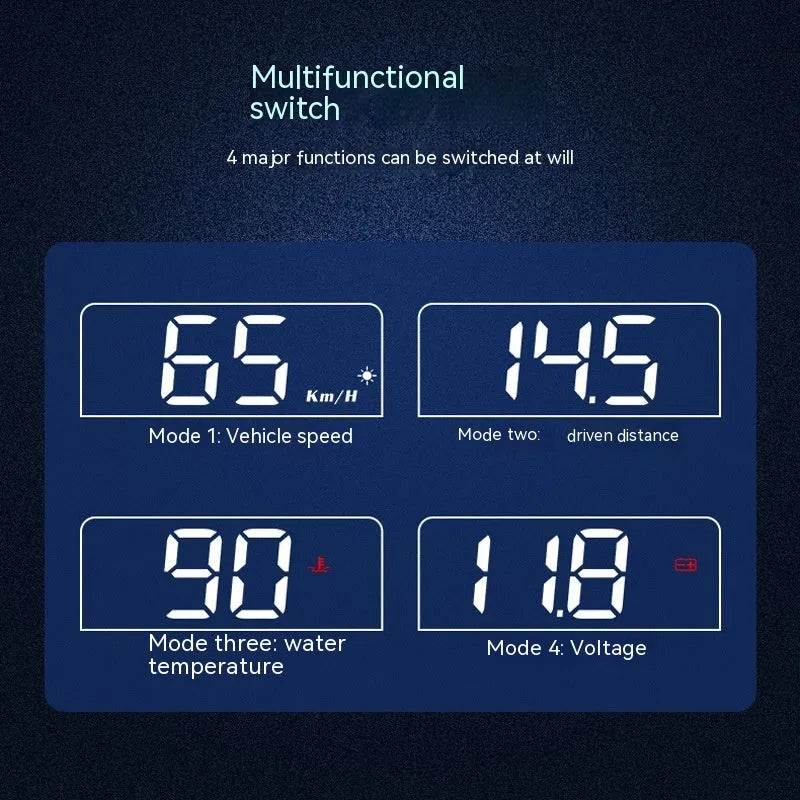 Black car head up display with 2 inch screen for OBD connection