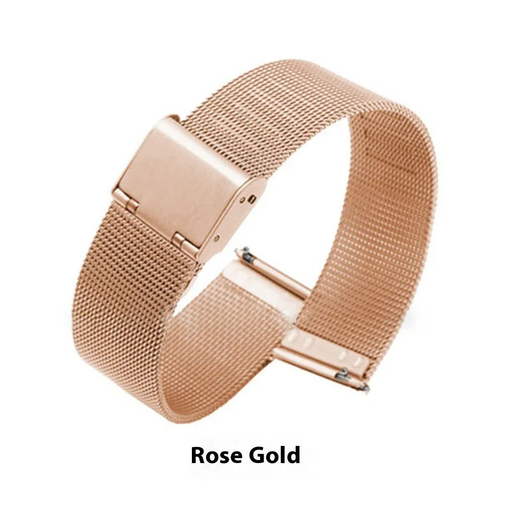 Milani silk woven stainless steel watch band in silver, black, rose gold or gold colour