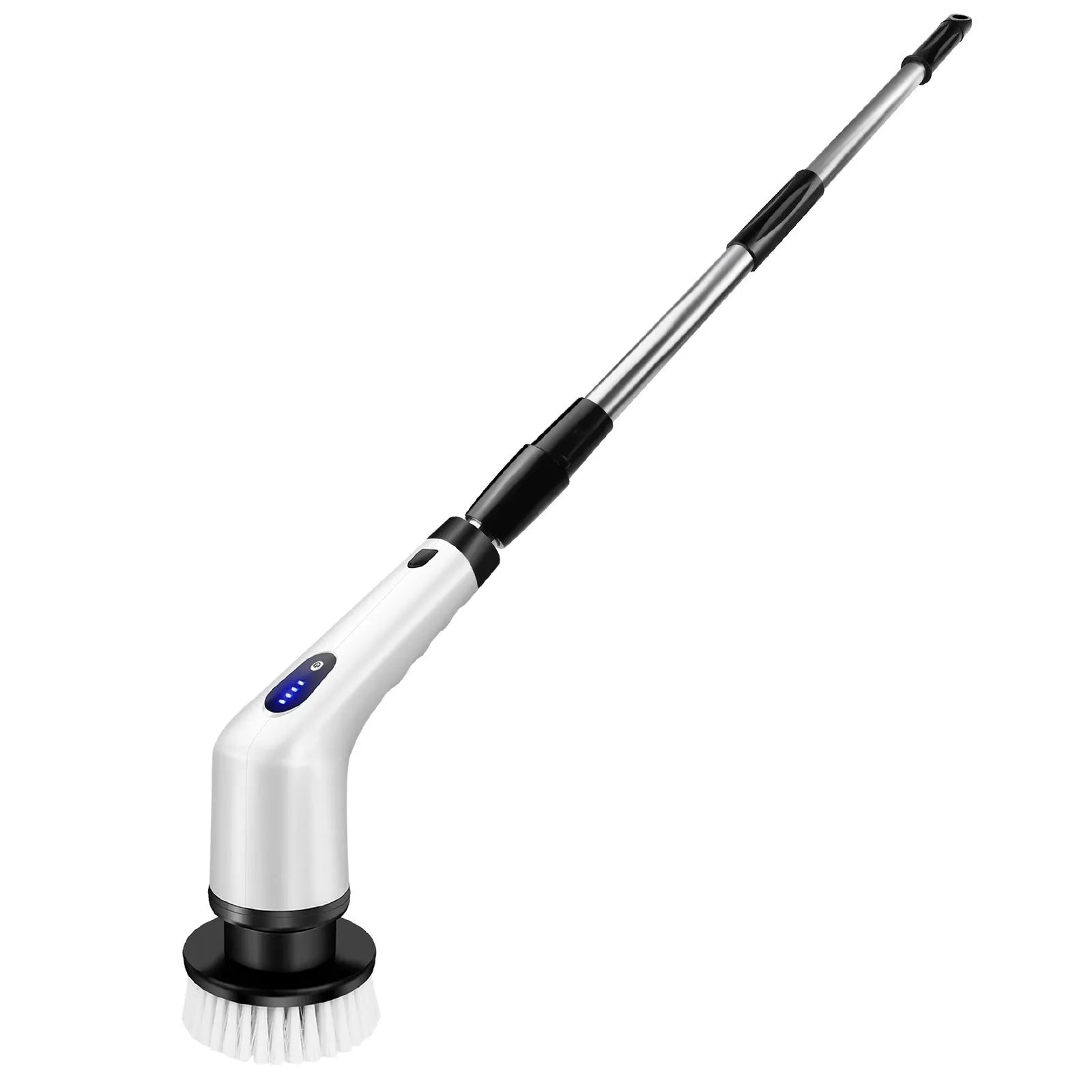White lithium rechargeable handheld cleaning ball with accessories on white background
