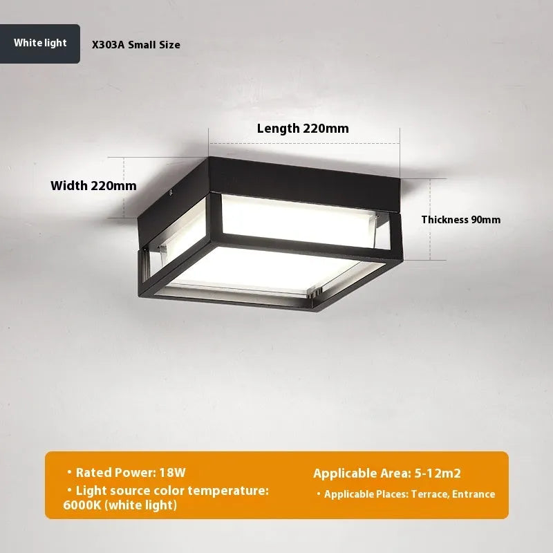 Ultra-thin insect-proof outdoor ceiling lamp with LED, powder coated lampshade, for corridor use
