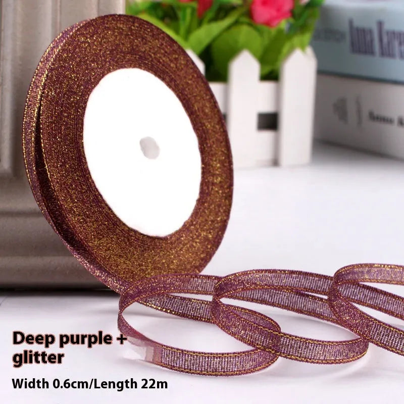 Polyester gift packaging ribbon roll in selected colour, 0.6cm wide decorative band