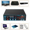 Black BT-309A-A dual-purpose power amplifier with wire clamp connections and remote control