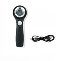 Black and silver electronic magnifying glass for jewellery appraisal with 30X lens and USB C cable.