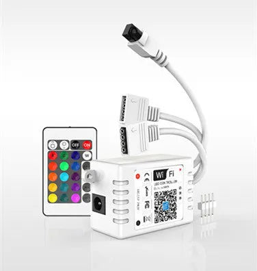 RGB LED light strip with 24-key WiFi controller, 2835 or 5050 LEDs, 5m to 20m lengths, non-waterproof