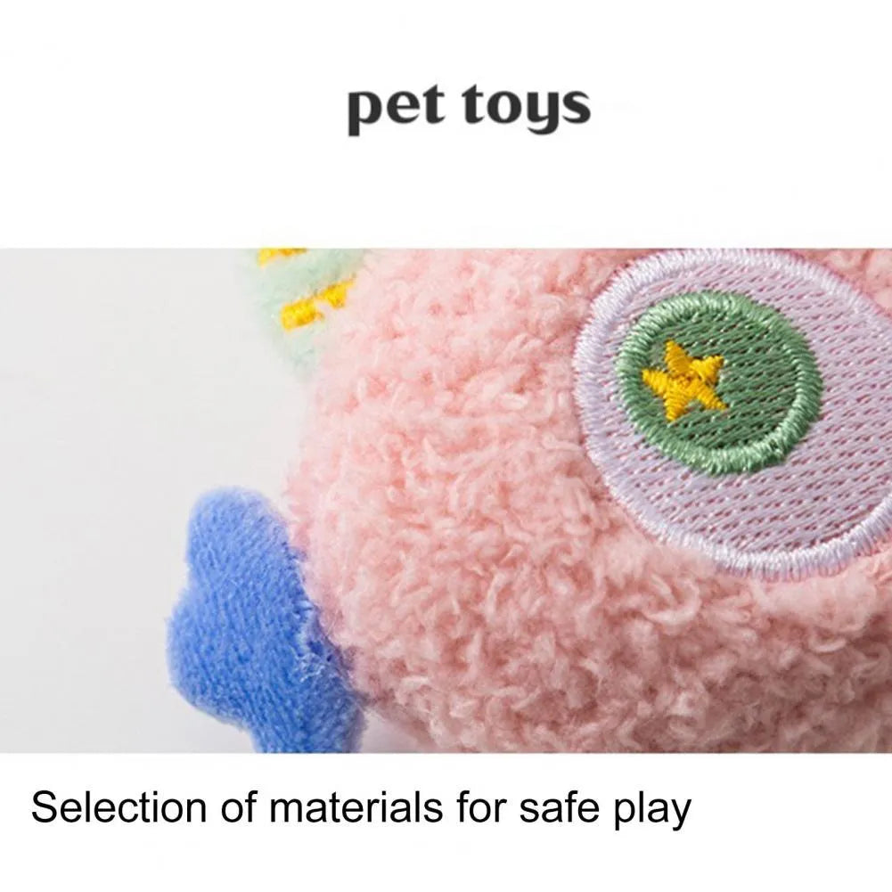 Sounding dog toy cartoon shape plush chew toy with squeaker, 8.5cm, in grey green pink white or yellow