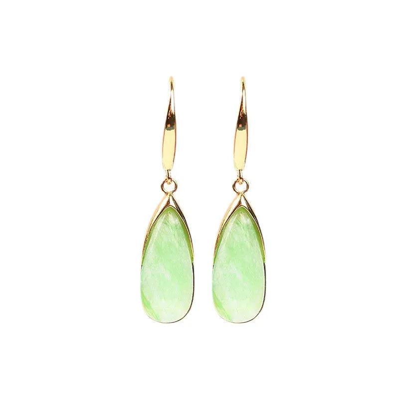 Retro geometric Chinese style earrings with water droplet elements in CP798-jade colour
