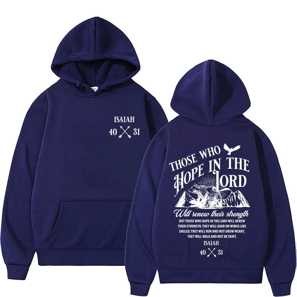 Christian Jesus letters print loose pullover hoodie in black on a plain background showing front print detail
