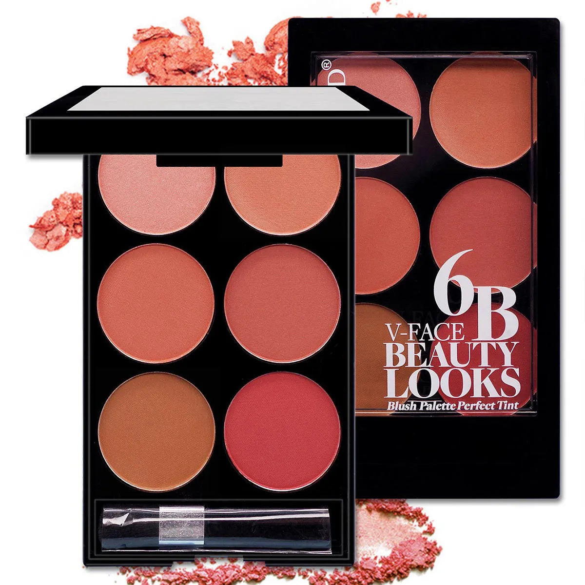 Six-colour blush palette in a 15g multicolour make-up tray for general skin types