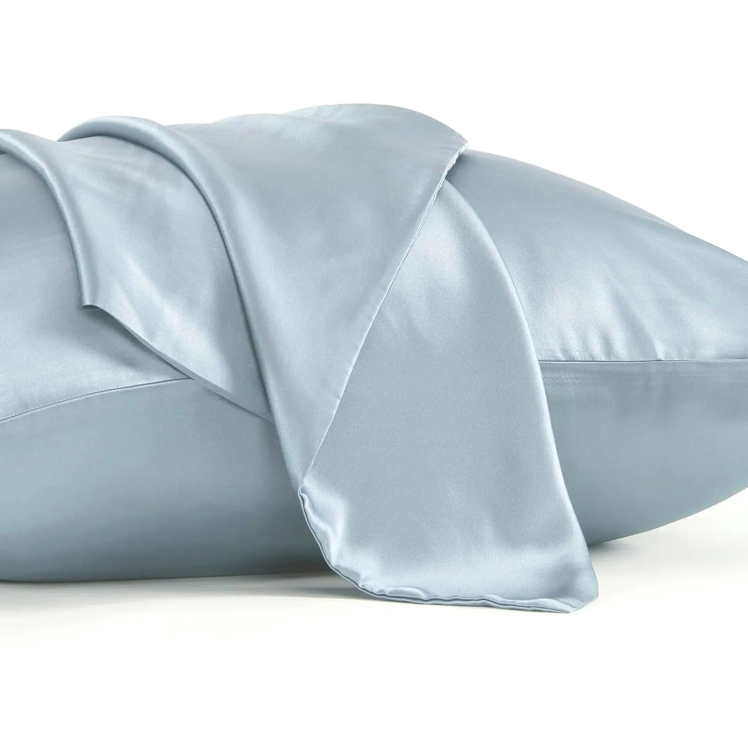 Mulberry silk pillowcase with envelope closure in dark gray colour showing secure flap design