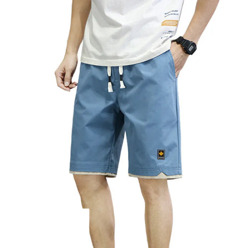 South Korea style casual beach shorts with loose fit and straight cut in micro-elastic polyester fabric