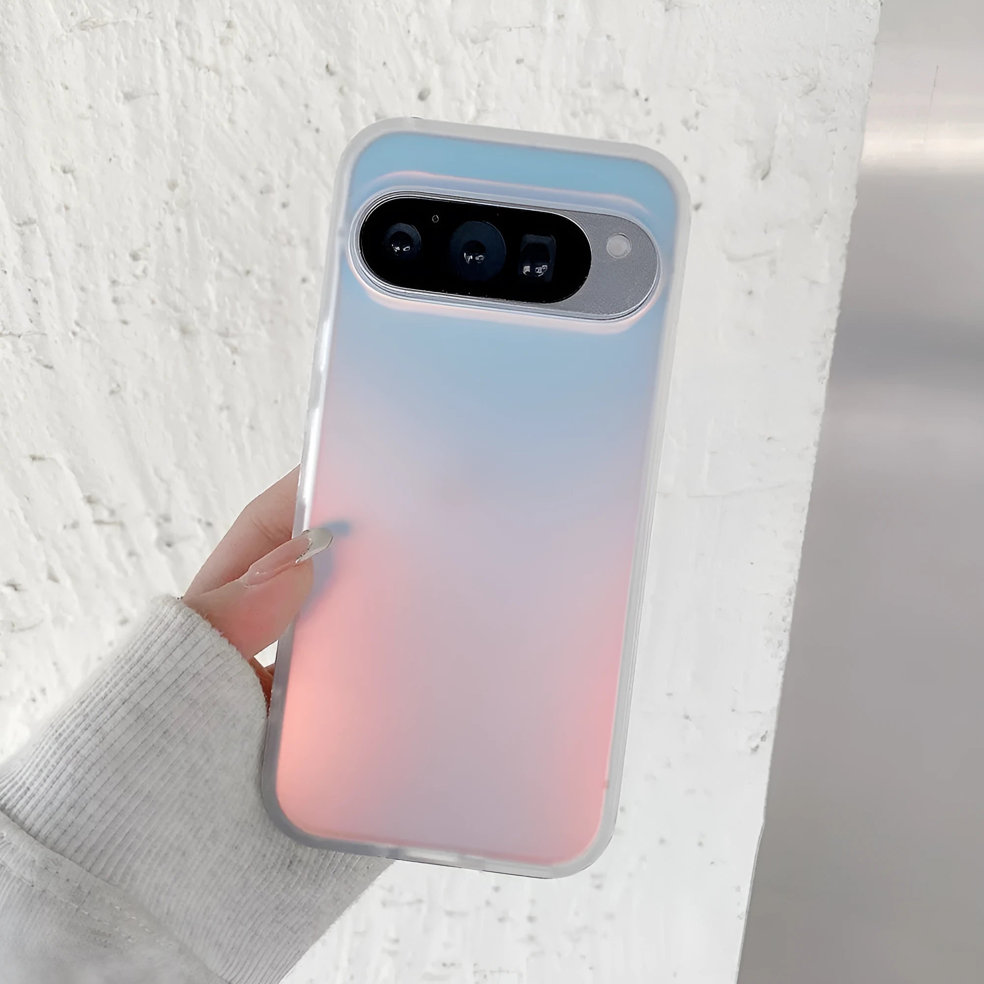 Laser matte frosted phone case for Google Pixel phones with colourful design and transparent colour