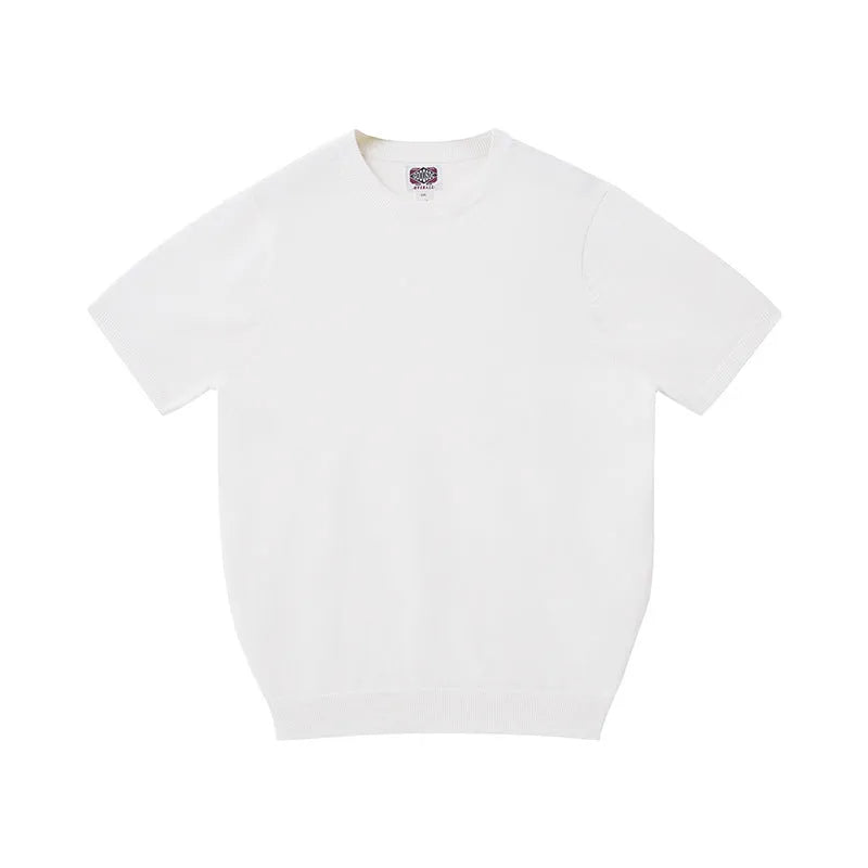 Pure cotton men's short-sleeved T-shirt in slim fit round neck style, available in five colours including black, white, khaki, navy, charcoal gray