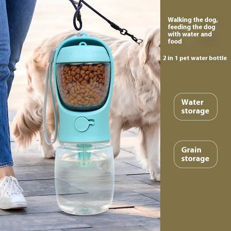Portable dual-use dog water cup with split water grain design in blue, pink, or white colour options