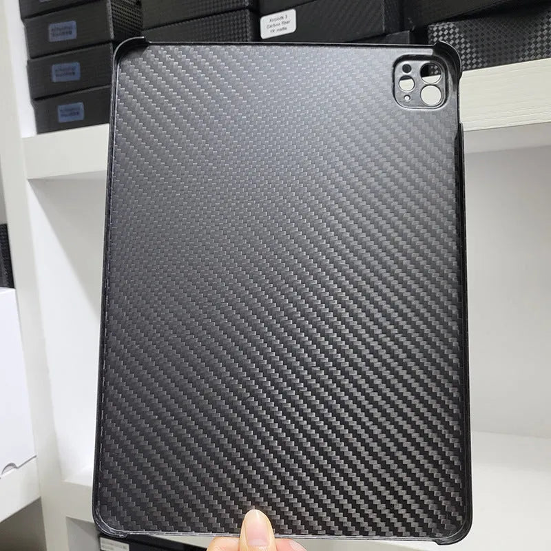 Carbon fibre hard protective case for iPad Pro 11 with embossed plaid design