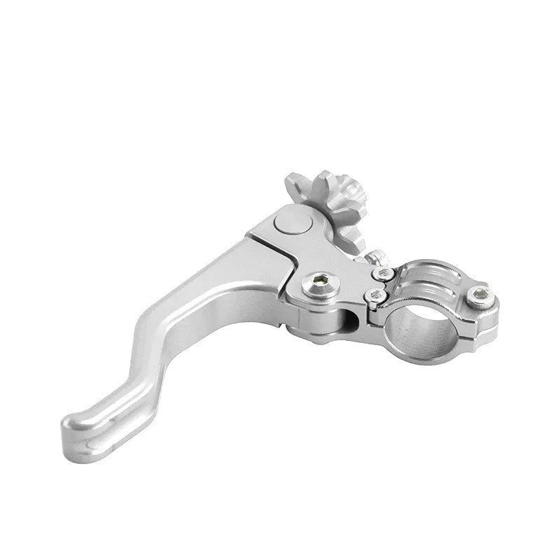 Set of two finger motorcycle clutch levers in aluminium alloy shown in multiple colour options including red, blue, and black.
