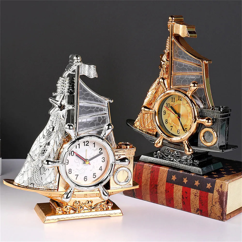 Fashion bedroom alarm clock in gold or silver colour with creative home decor design