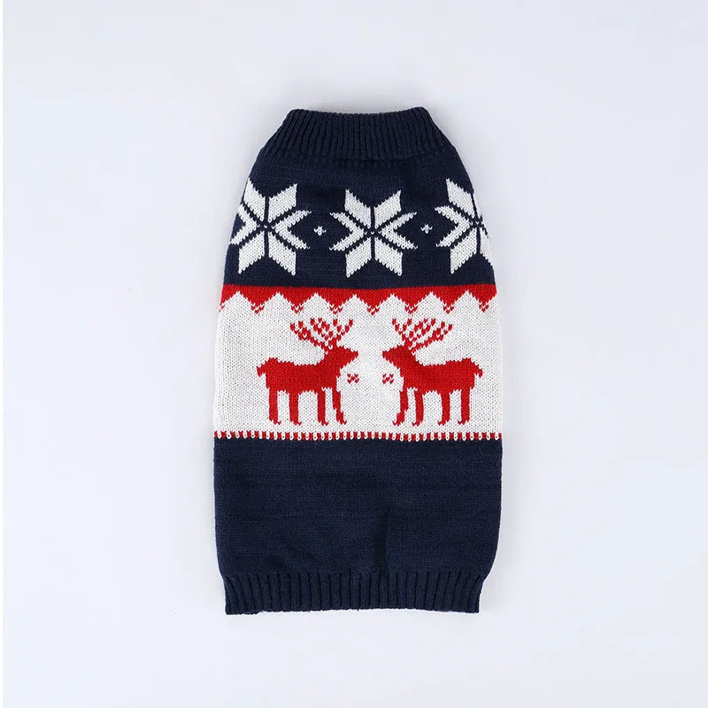 Navy blue knitted Christmas sweater for dogs in European-American style