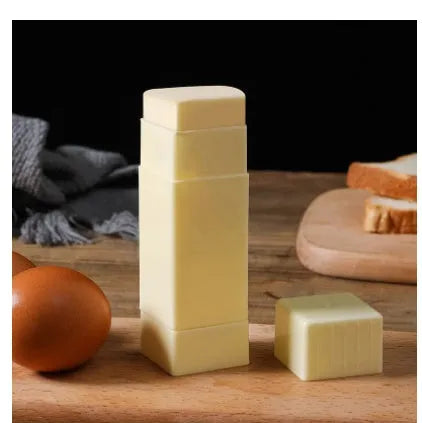 White butter applicator box with 6x6x3cm butter stick, polypropylene storage container for kitchen baking.