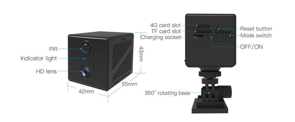 Wireless 4G indoor surveillance camera with 3MP resolution and infrared night vision