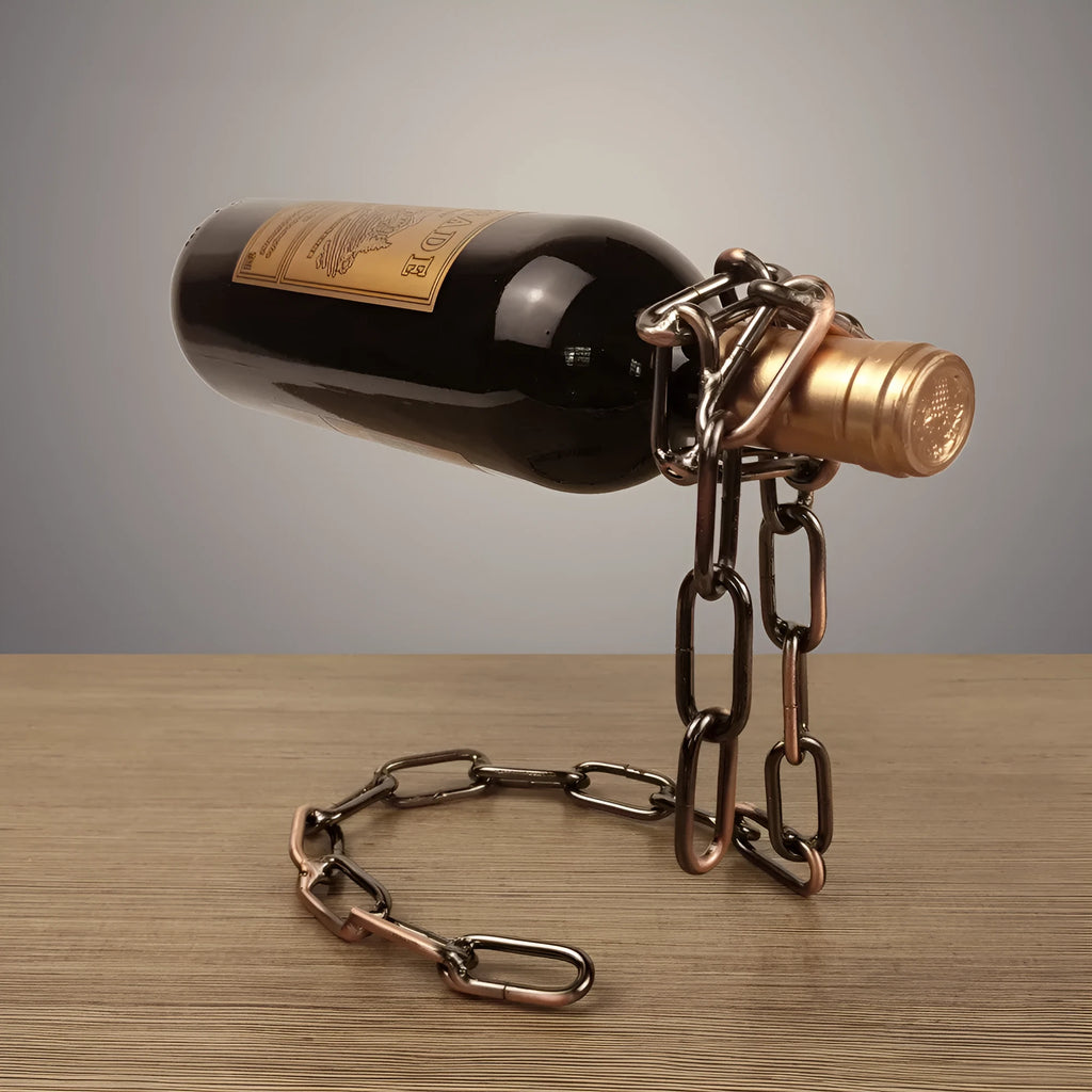 Iron chain wine rack bracket in electroplated finish dimensions 20x14x21cm