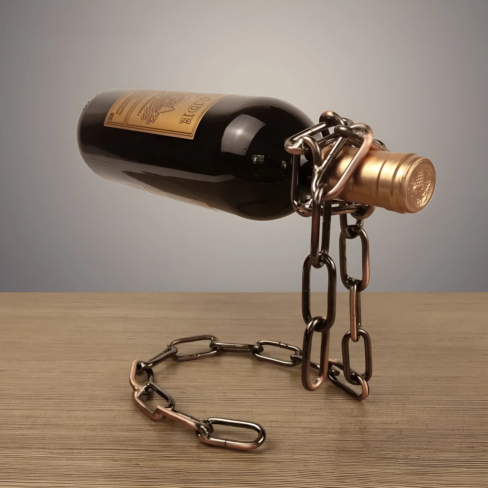 Iron chain wine rack bracket in electroplated finish dimensions 20x14x21cm