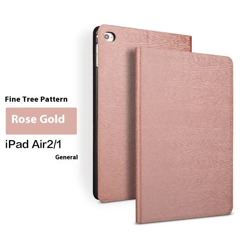 Sapphire blue imitation leather sleep bracket cover for Apple iPad models on a table.