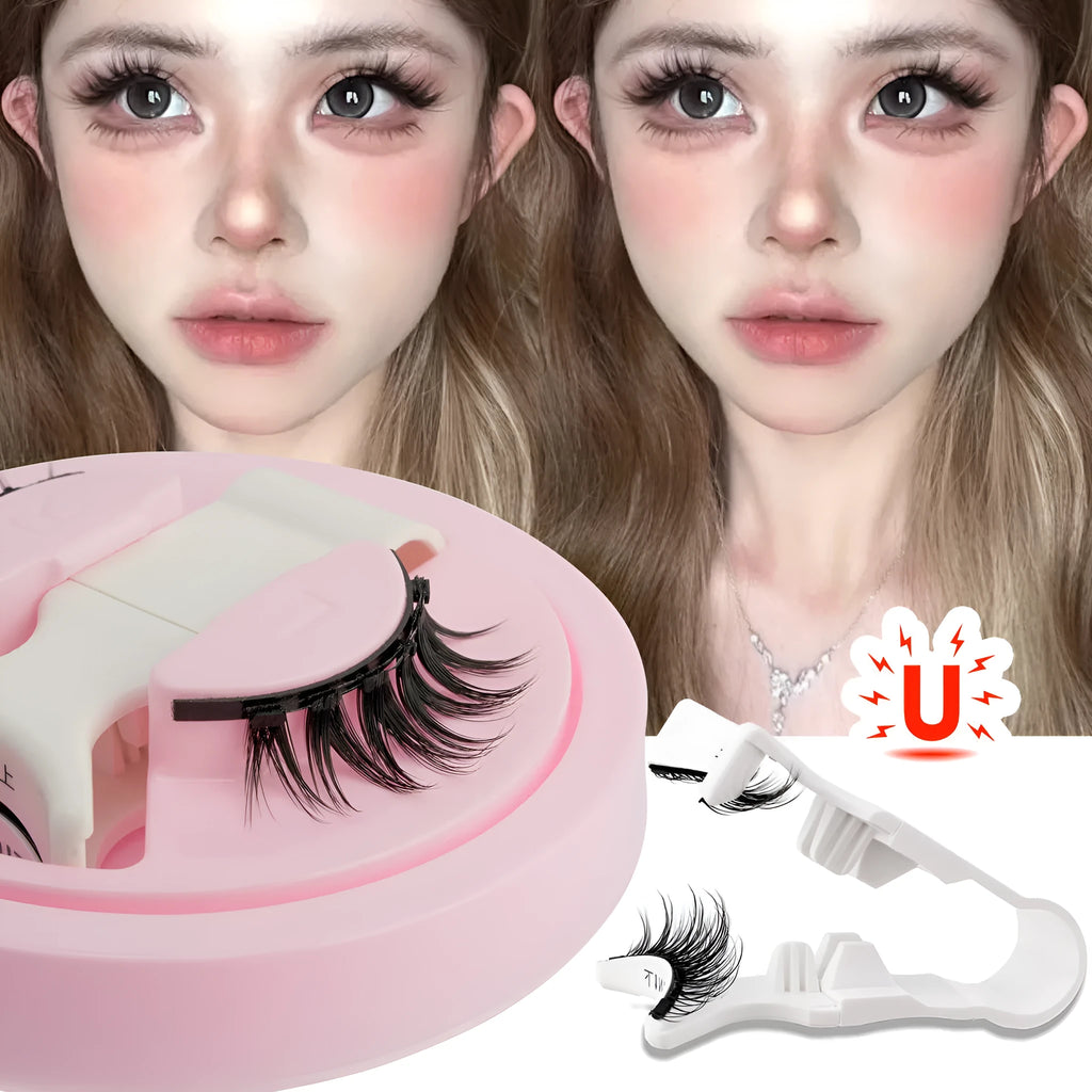 Set of reusable waterproof false eyelashes in five natural artificial fibre styles.