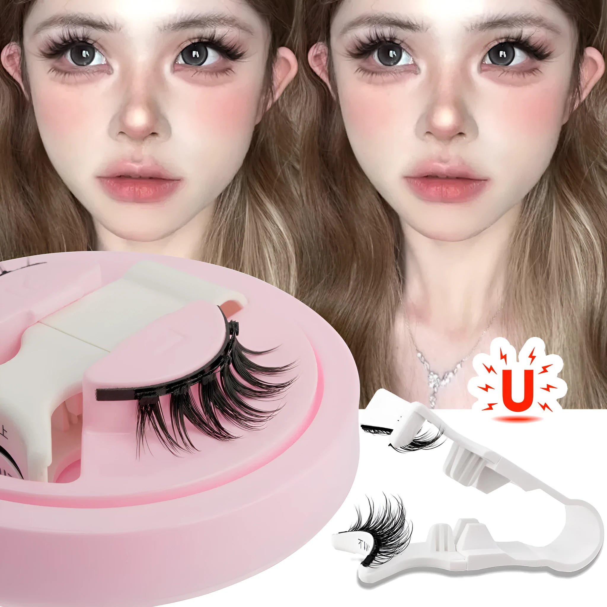 Set of reusable waterproof false eyelashes in five natural artificial fibre styles.