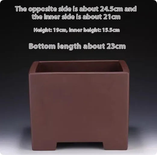 Square purple clay succulent bonsai pot in classical design for tabletop or floor placement