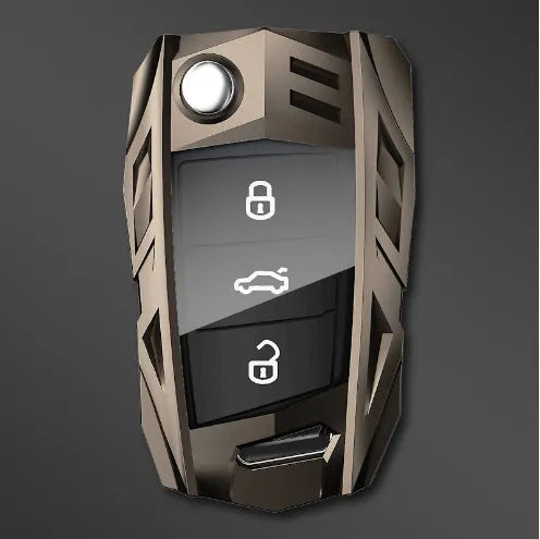 Metal mecha golf auto key shell set in silver with button case buckle