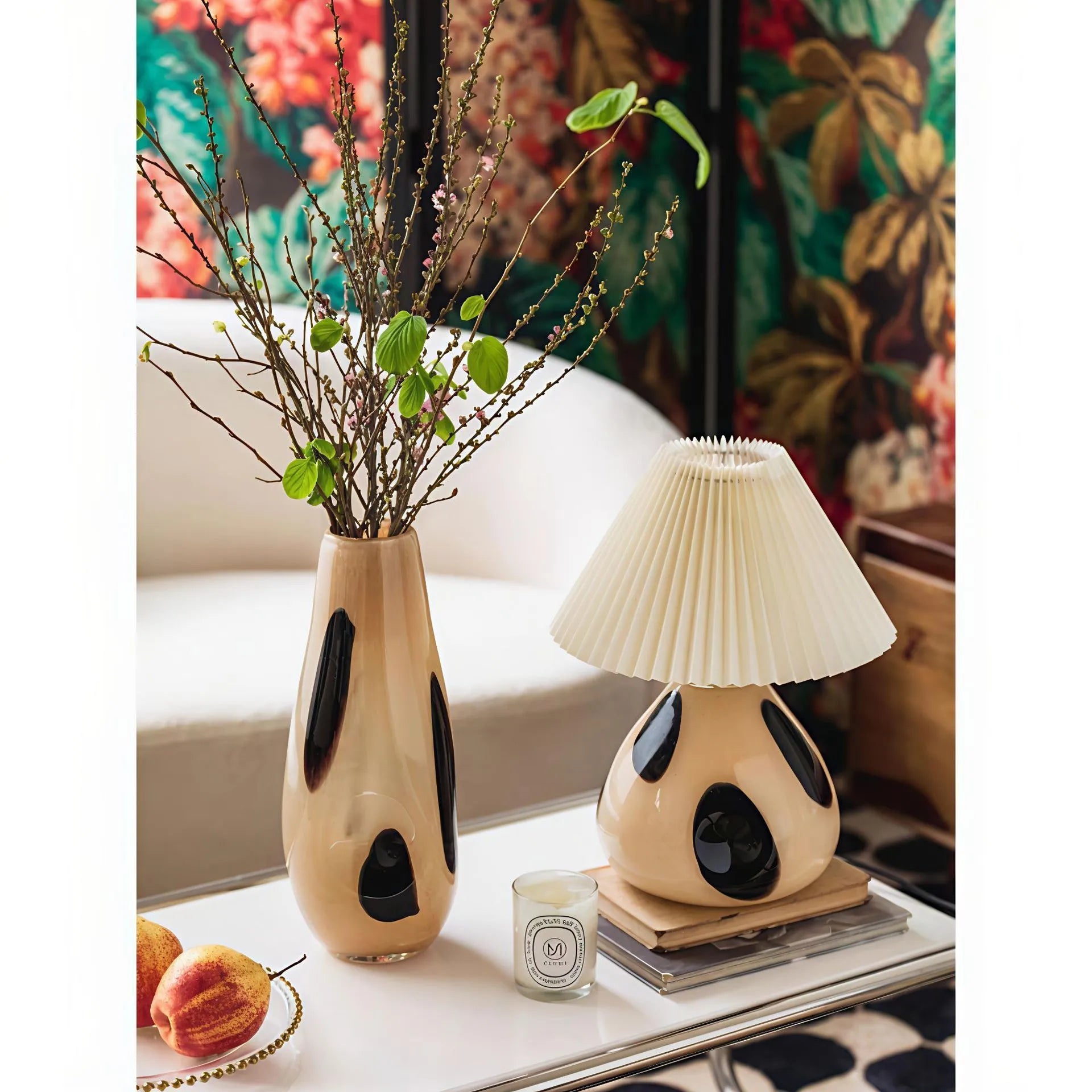 Nordic ceramic dimming table lamp with Panda design for bedside use