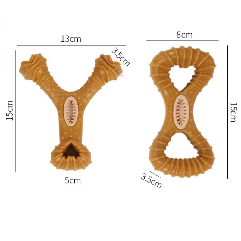 Natural rubber dog chew toy with cleaning nodules in 8shape and Y shape designs