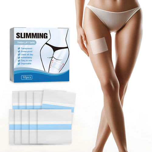 Box of 10 body shaping patches for navel area, each measuring 12cm square with hyaluronic acid and collagen ingredients