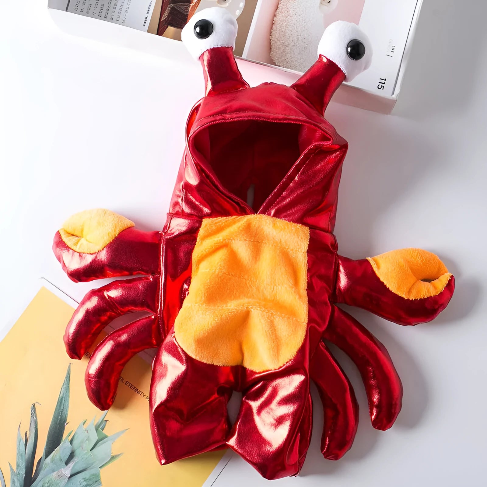 Red PU pet Halloween costume transfiguration outfit for cat or dog on a plain background