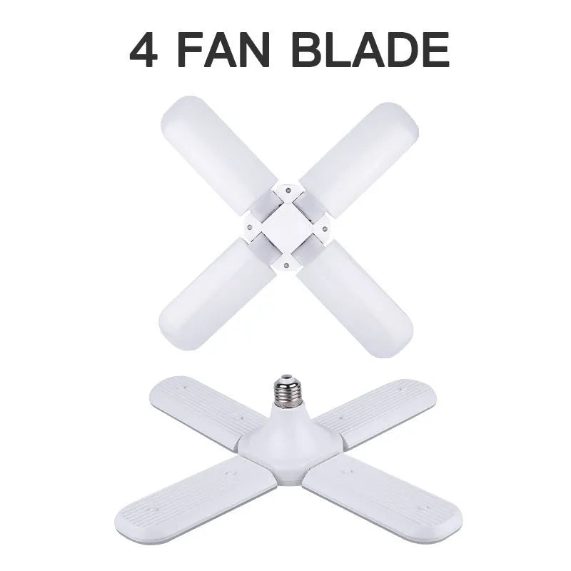 New LED foldable ceiling fan light with three white plastic blades and white light 6500K