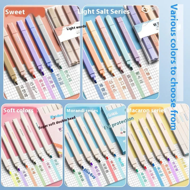 Set of double-headed fluorescent marking pens in assorted colours from Salt and Sweet series packs.