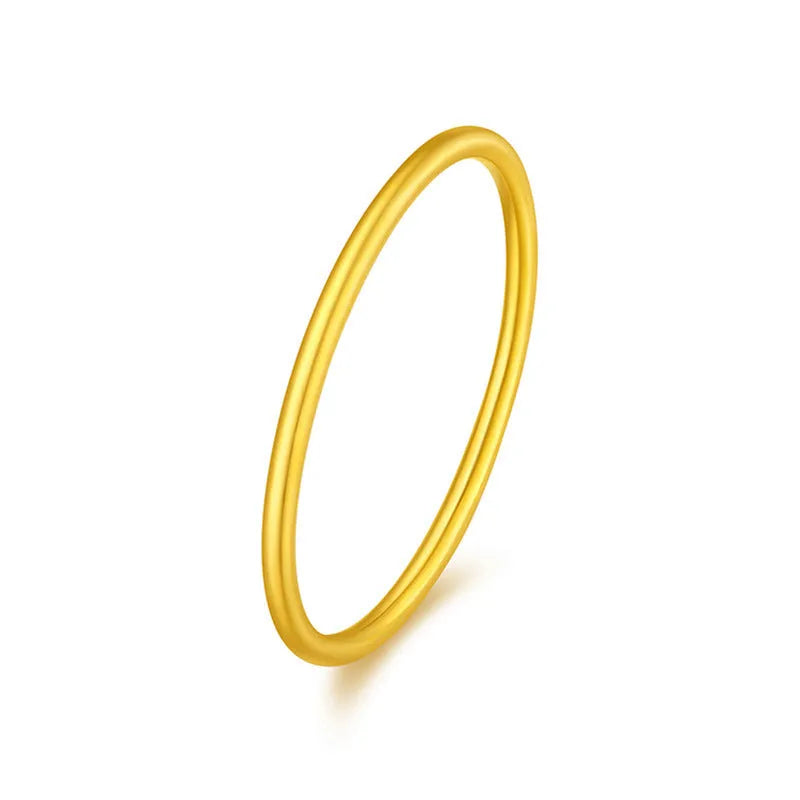 Brass gold plated simple bracelet ring shown in glossy, matte, and twist styles.